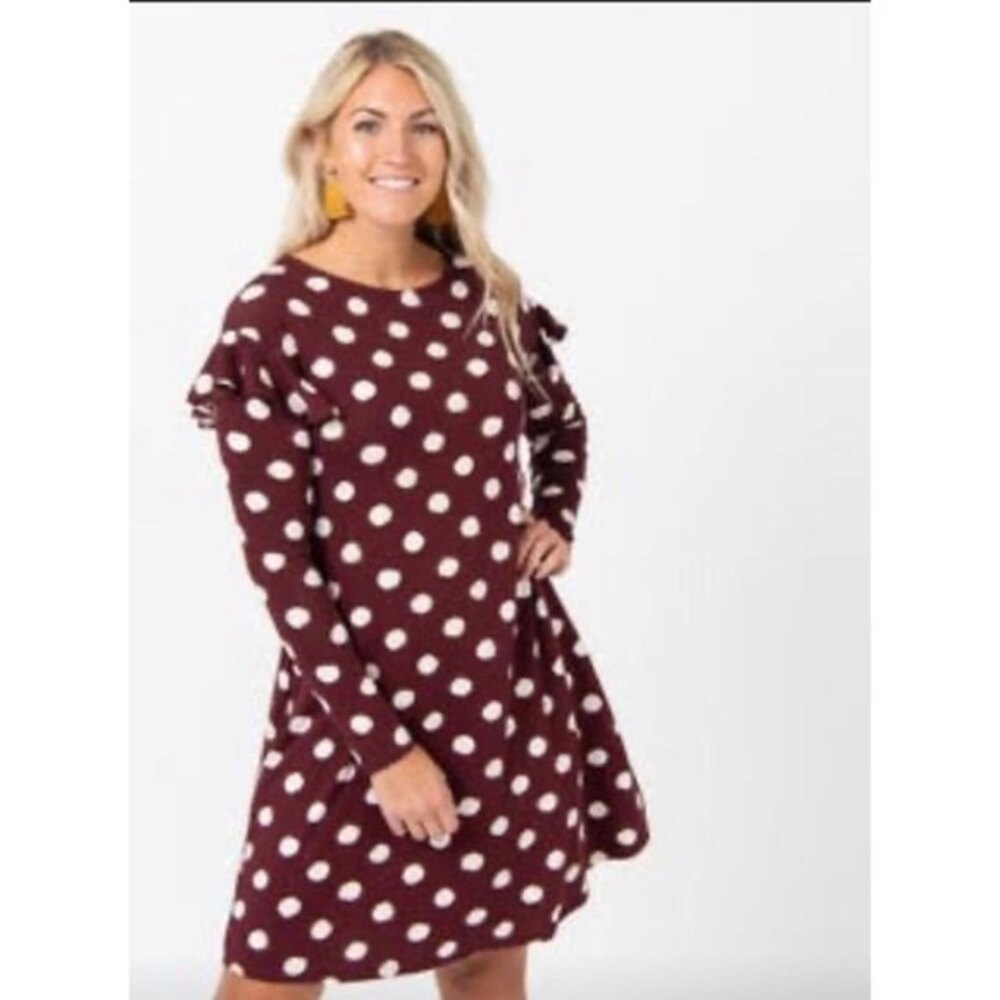 Agnes & Dora ruffle sleeve tunic side pocket dress size M